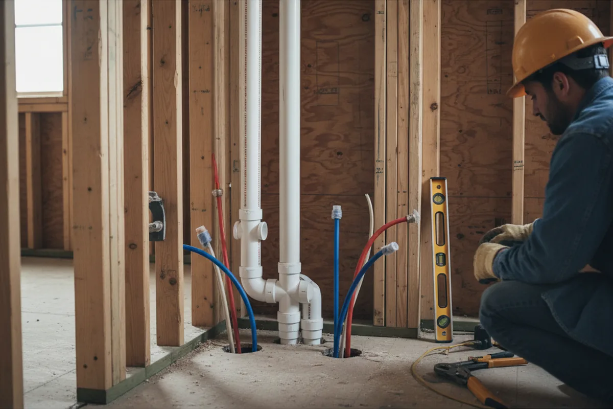 Drain and supply rough-in during Garbage Disposal Repair in Howard Lake